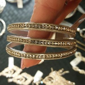 🆕Wrap bracelet triple strand silver rhinestone